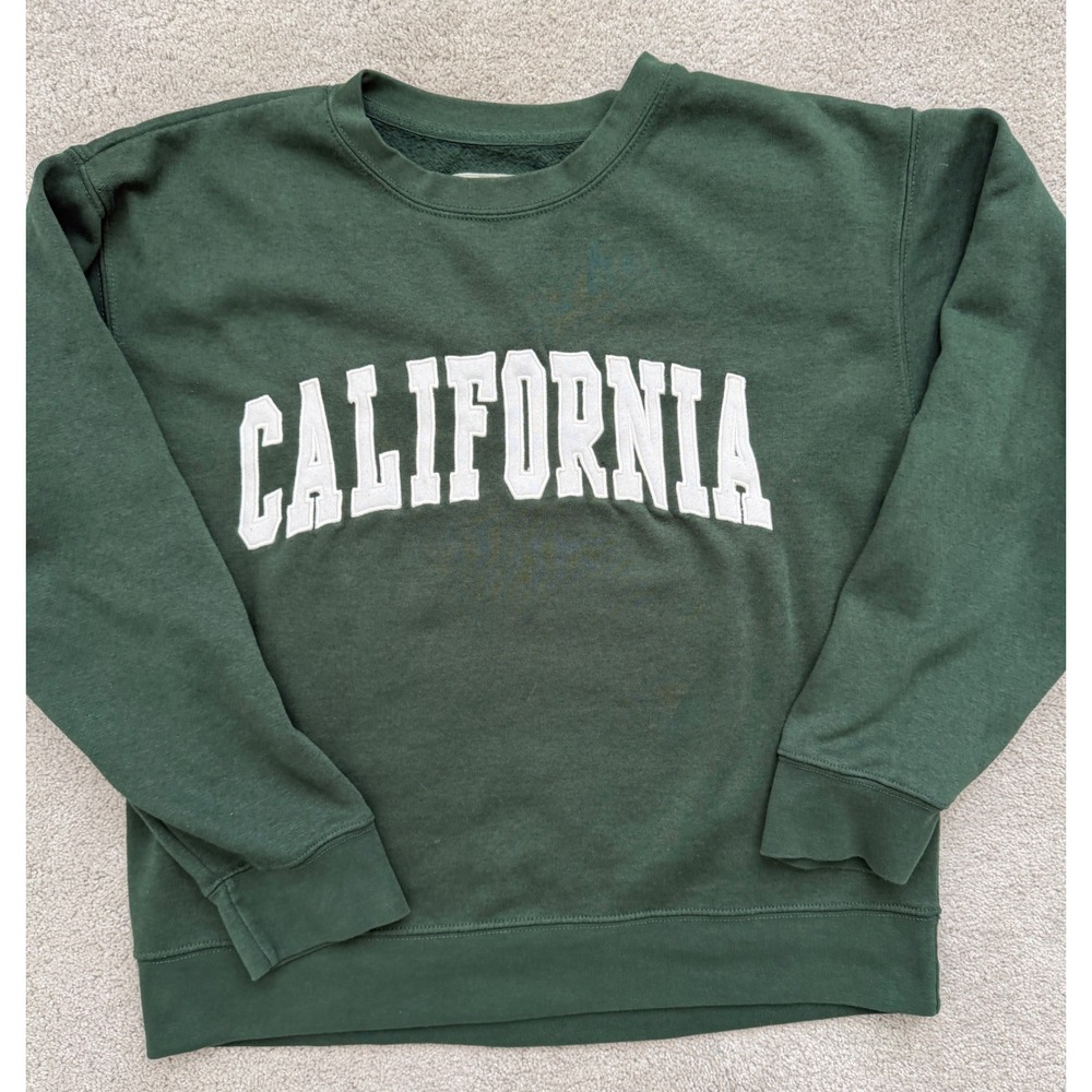 New York Popular California Graphic Sweatshirt Forest Green Mens Medium Crewneck